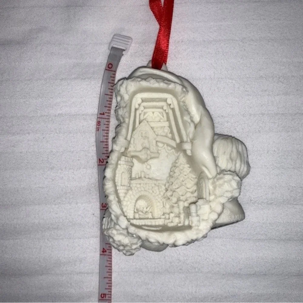 Vintage Mark Klaus White 3D Christmas Holiday Ornament Santa & boy 4260 10000